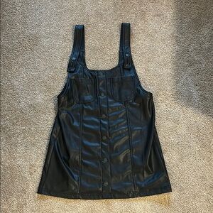 American Eagle Black Faux Leather Button-Down Dress